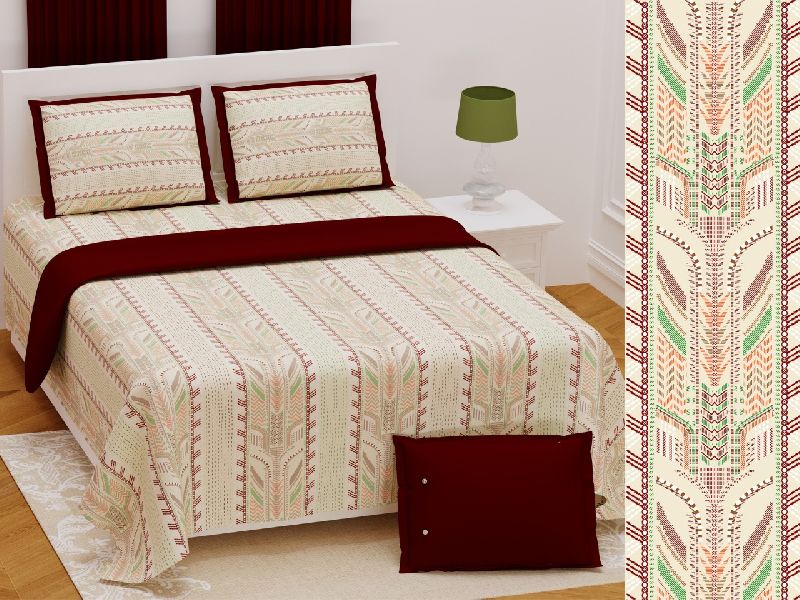 Kantha print double bedsheet