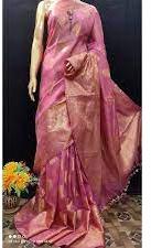 Linen Silk Saree, for Easy Wash, Anti-Wrinkle, Shrink-Resistant, Technics : Machine Made