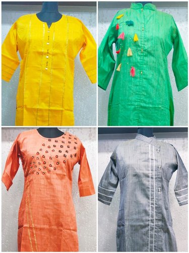  Embroidered Cotton Silk Kurti, Occasion : Casual Wear