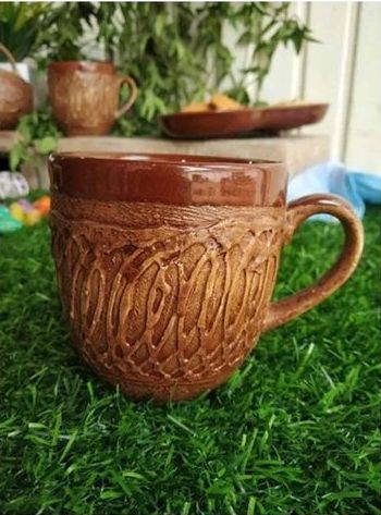 Rahat Max Boond Jalebi Brown Ceramic Coffee Mug, Size : 8x8 Cms