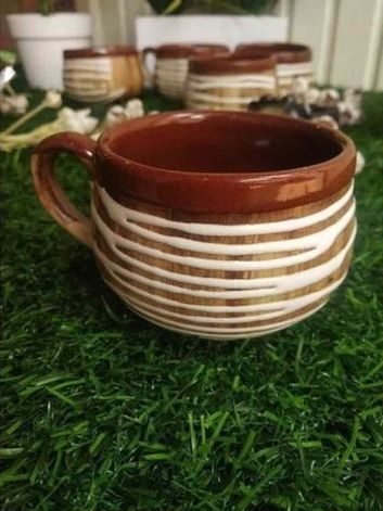 Line Printed Ceramic Tea Mug, Size : 6x8.5 Cms