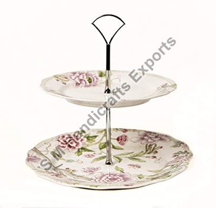 Polished Metal 2 Tier Cake Stand, Size : Multisize