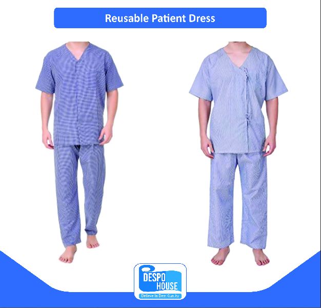 Half Sleeves Stitched Cotton Mix Reusable Patient Dress, Size : XL