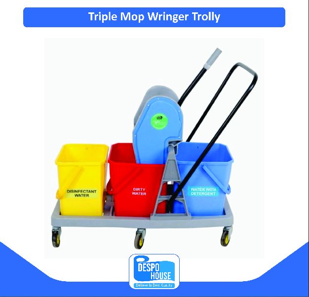 Plastic Triple Mop Wringer Trolley, Capacity : 10-15ltr