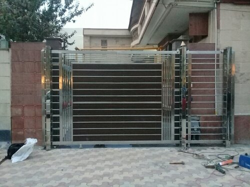 Polished Stainless Steel Motorised Gate, for Outside The House, Parking Area, Feature : Anti Corrosive