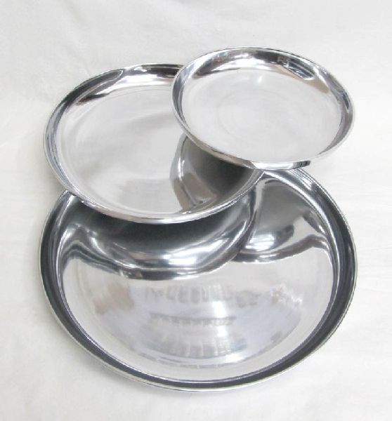 Stainless Steel Dinner Thali, for Dinnerware, Color : Silver