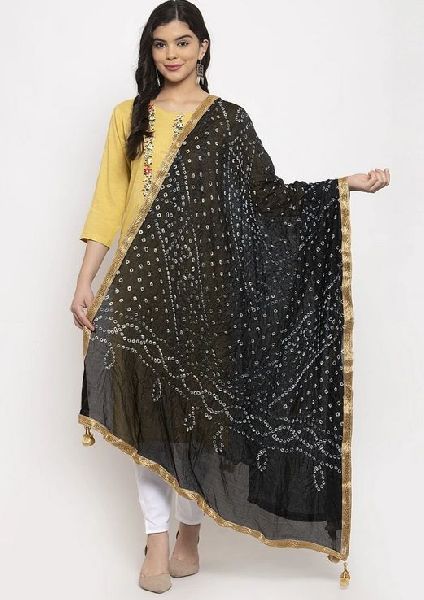 Black Gotta Patti Bandhani Dupatta, Occasion : Party Wear