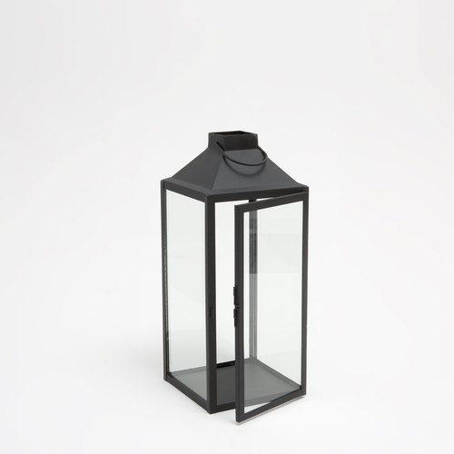 Black Glass Metal Lantern, for Decoration