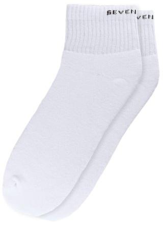 Seven Bulls White Ankle Cotton Socks, Pattern : Plain