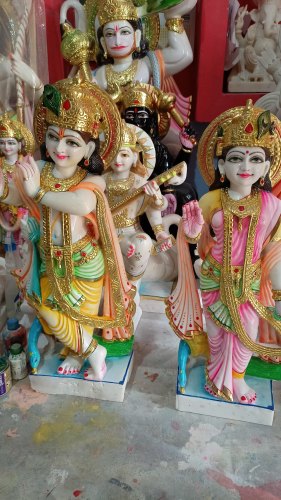 Antique Marble Radha Krishna Statue