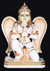 Marble Garud Dev Statue, for Worship, Pattern : Painted