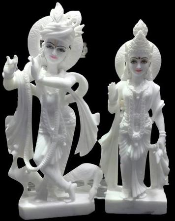 White Marble Radha Krishna Statue