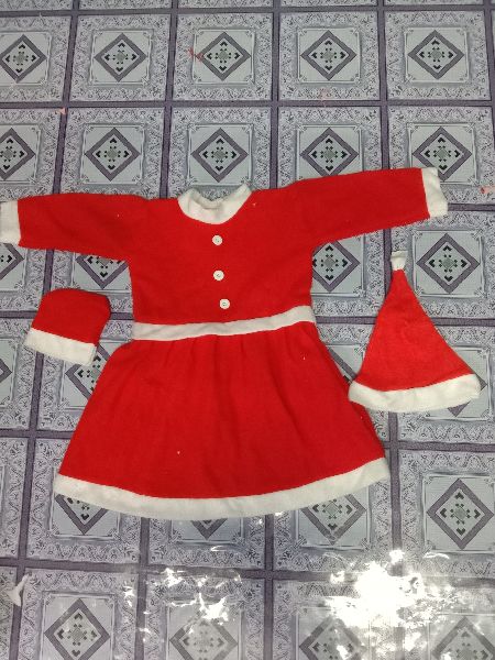 Plain Red flip Santa girl dress, Age Group : 5year