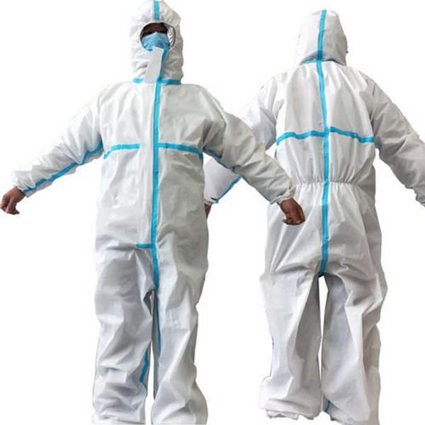 Non Woven Disposable Protective Coveralls, for Hospital, Laboratorial, Pharmaceutical, Color : White