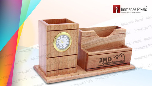 Wooden Pen Stand, Color : Brown