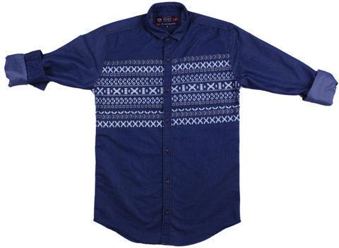 Blue Mens Shirt, Pattern : Printed