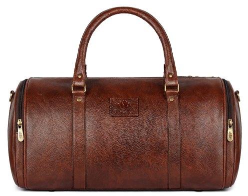 Synthetic Plain Leather Travel Duffel Bag, Color : Tan