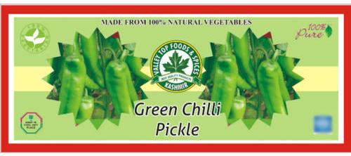 Valley Food Green Chilli Pickle, Packaging Type : Pet Jar, Pouch