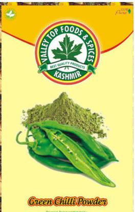 Valley Food Blended green chilli powder, Packaging Type : Plastic Packet