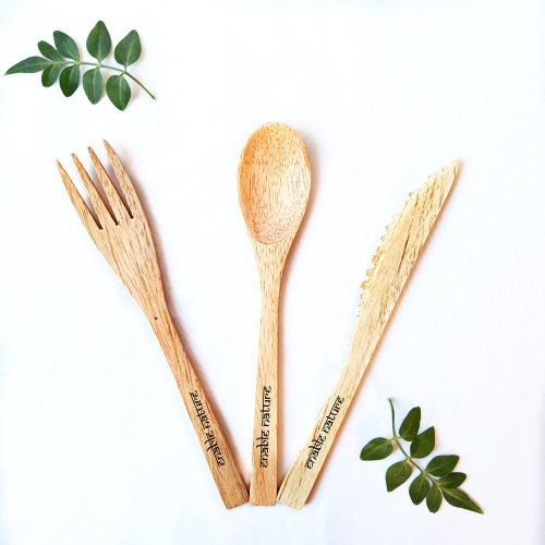 Bamboo Travel Cutlery, Color : Natural