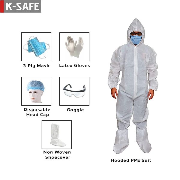 KSAFE PPE (Coverall) Covid 19 Protective Equipment Kit, Gender : Unisex ...