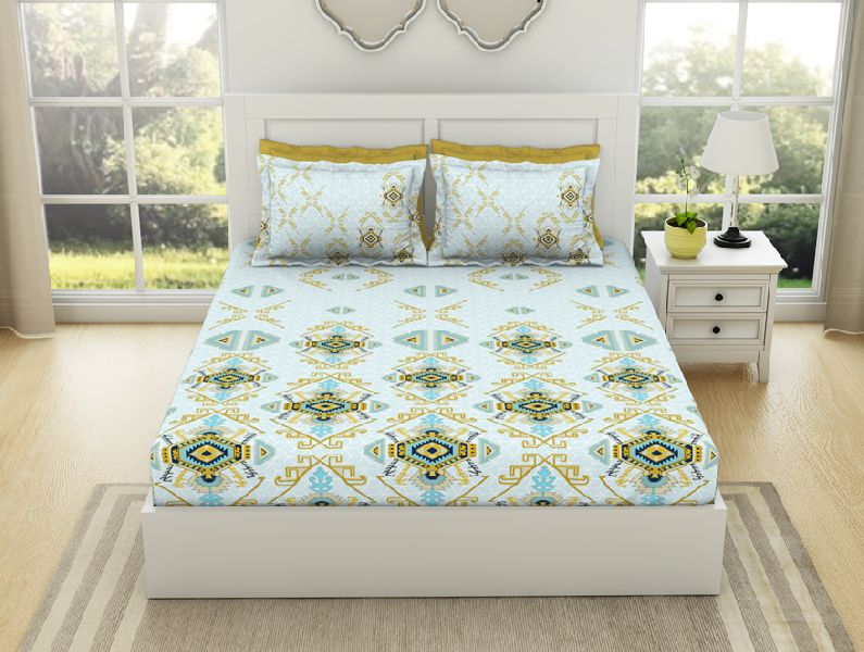 Cotton Fitted Bed Sheet, for Home, Hotel, Pattern : Plain, Printed
