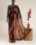 Batik Hand Block Zari Border Chanderi Saree With Blouse