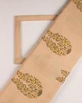 Beige Floral Exclusive Hand Block Pure Munga Silk Fabric