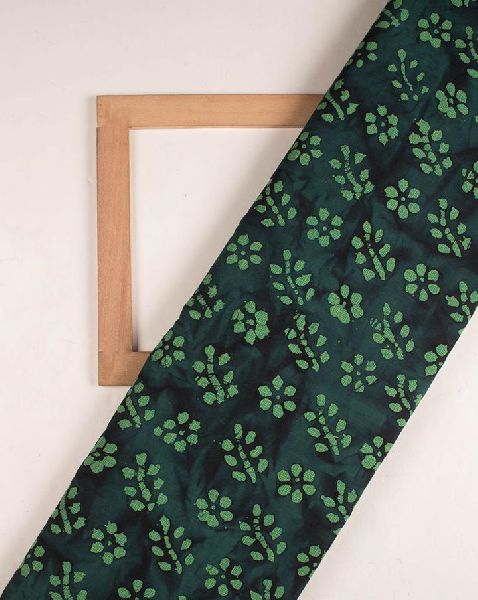 Floral Hand Block Wax Batik Loom Textured Cotton Fabric