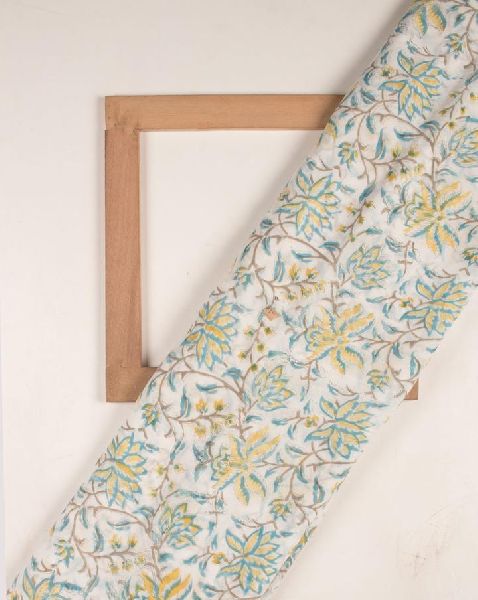 Floral Rapid Hand Block Viscose Georgette Fabric