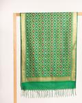 Green Gold Trellis Pattern Zari Jacquard Taffeta Silk Dupatta