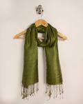 Green Stripes Pattern Woven Bhagalpuri Ghicha Silk Stole