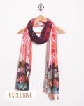 Magenta Blue Exclusive Floral Pattern Digital Print Bamberg Silk Stole