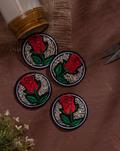 Stone Work Rose Embroidered Patch, Size : Width 63 MM