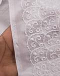 White Floral Dyeable Embroidered Cotton Fabric
