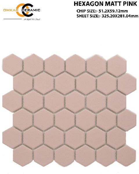 Hexagon Matt Pink Mosaic Tiles