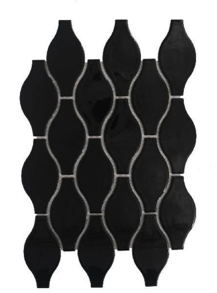 Lantern Glossy Black Mosaic Tiles