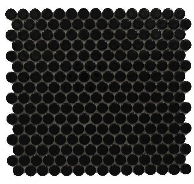 Penny Rounds Glossy Black Mosaic Tiles
