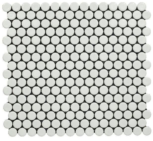 Penny Rounds Glossy White Mosaic Tiles