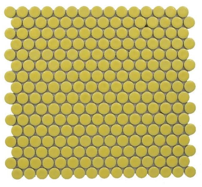 Penny Rounds Glossy Yellow Mosaic Tiles