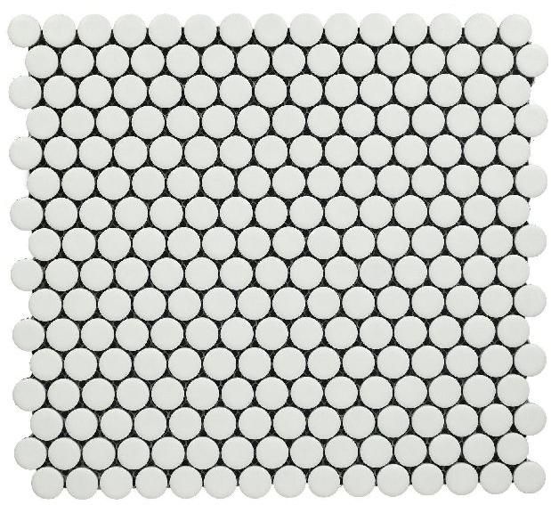 Penny Rounds Matt White Mosaic Tiles