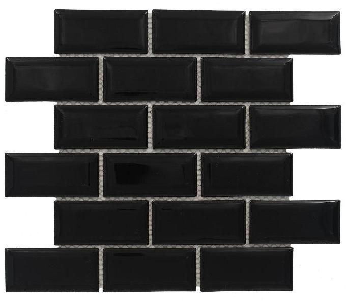 Rectangle Glossy Black Mosaic Tiles