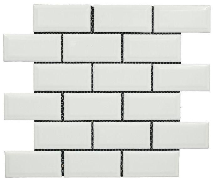 Rectangle Glossy White Mosaic Tiles