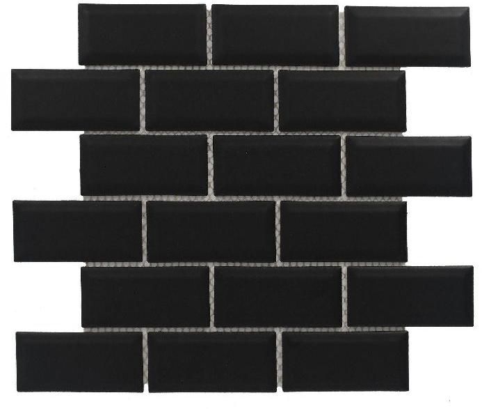 Rectangle Matt Black Mosaic Tiles