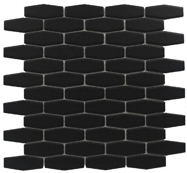 Stretch Hexagon Matt Black Mosaic Tiles