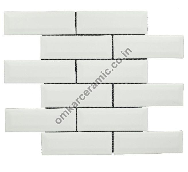 Brick Offset Matt White Mosaic Tiles, Packaging Type : Carton Box