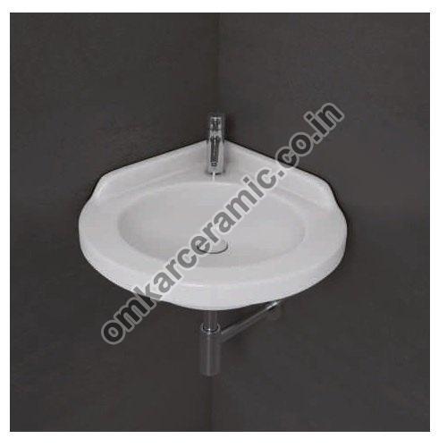Oval Corner Wall Mounted Wash Basin, for Home, Hotel, Restaurant, Pattern : Plain