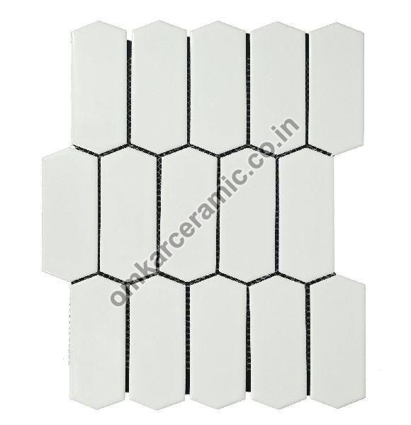 Pickets Glossy White Mosaic Tiles, Packaging Type : Carton Box