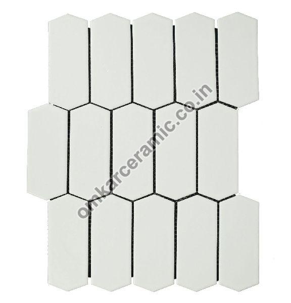Pickets Matt White Mosaic Tiles, Packaging Type : Carton Box