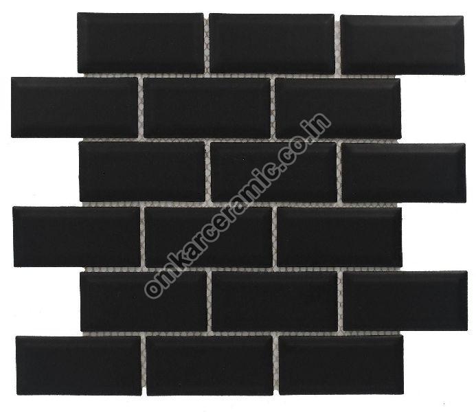 Rectangle Matt Black Mosaic Tiles, Packaging Type : Carton Box